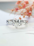 Trilogy Women Engagement Ring 1.5ct Heart Cut VVS1 Diamond 14k White Gold Finish