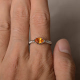 0.8ct Oval Cut Yellow Citrine Engagement Ring 14k White Gold Over Diamond Accent