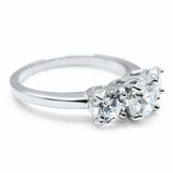 2.3ct Round Cut Diamond Engagement Ring Trilogy Solitaire 14k White Gold Finish