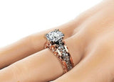 1.5ct Round Cut Diamond Engagement Ring 14k Dual Tone Finish Filigree Vintage