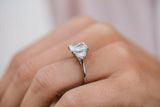 3.3ct Cushion Cut Diamond Engagement Ring Trilogy Solitaire 14k WhiteGold Finish