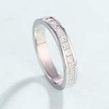 Channel Set Half Eternity Band 0.7ct Princess Cut Diamond 14k White Gold Finish