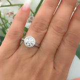 2ct Round Cut Diamond Engagement Ring Accent Halo Solitaire 14k White Gold Over