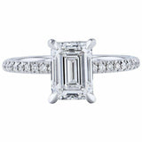 1.6ct Emerald Cut VVS1 Diamond Engagement Ring Hidden Halo 14k White Gold Finish