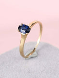 1ct Oval Cut Blue Sapphire Engagement Ring 4 Prong Solitaire 14k YellowGold Over