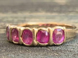 3.5ct Wedding Ring Band Oval Cut Pink Ruby Stackable 14k Yellow Gold Finish