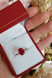 2.5ct Oval Cut Pink Ruby Engagement Ring 14k White Gold Finish Solitaire Promise