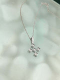 0.4ct Round Cut Diamond Pendant with Chain Mini Cross Design 14k White Gold Over