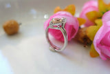 2ct Pear Peach Morganite Engagement Ring 14k WhiteGold Over Stackable Bridal Set