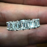 5Ct Emerald Cut Diamond Women Wedding Band 14K White Gold Finish Full Eternity