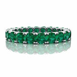 2.5ct Round Cut Green Emerald Wedding Band Iced Full Eternity 14k WhiteGold Over