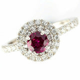 2ct Round Cut Pink Ruby Engagement Ring Double Halo 14k White Gold Finish