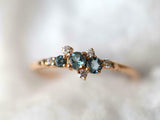 1ct Engagement Ring Round Cut Aquamarine Cluster Minimalist 14k Yellow Gold Over