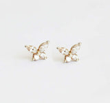 1ct Marquise Cut VVS1 Diamond Butterfly Design Stud Earrings 14k RoseGold Finish