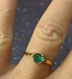 1.4ct Engagement Ring Round Cut Green Emerald Solitaire 14k Yellow Gold Finish