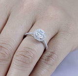 1.4ct Round Cut VVS1D Diamond Engagement Ring Halo Solitaire 14k White Gold Over