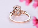 2.2ct Oval Cut Morganite Solitaire Ring 14k Rose Gold Finish with Round Accents