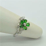 2ct Pear Cut Green Emerald Engagement Ring Floral Petal Leaf 14k White Gold Over