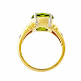 2ct Round Cut Green Peridot Engagement Ring Accent Solitaire 14k YellowGold Over