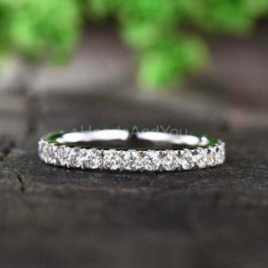 0.3ct Round Cut Moissanite Full Eternity Wedding Band 14k White Gold Plated