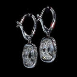 5Ct Cushion Cut Diamond Halo Solitaire Elegant Drop Earrings 14K White Gold Over