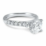 2ct Round Cut Diamond Solitaire Engagement Ring 18k White Gold Over with Accents