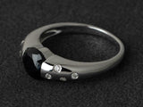 2ct Engagement Ring Round Cut Black Diamond Flush Set Shank 14k WhiteGold Finish