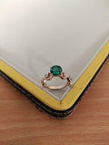 1.2ct Engagement Ring Round Cut Green Emerald Infinity Wave 14k Rose Gold Finish