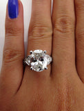 4Ct Oval Cut Diamond Vintage Engagement Ring 14K White Gold Finish Round Accents