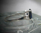 2ct Pear Cut Blue Sapphire Diamond Trilogy Engagement Ring 14k White Gold Finish