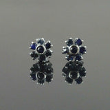 1.5ct Stud Earrings Round Cut Blue Sapphire Floral Cluster 14k White Gold Finish