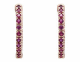 0.99ct Round Cut Pink Ruby Inside Out Style Hoop Earrings 14k Rose Gold Finish