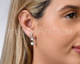 2ct Round Cut Moissanite Anniversary Drop Dangle Earrings 14k White Gold Plated