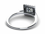 1.3ct Princess Diamond Accent Halo Solitaire Engagement Ring 14k White Gold Over