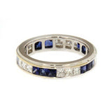 2ct Princess Cut Blue Sapphire Channel Set Eternity Band 14k White Gold Finish