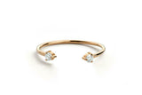 Open Cuff Stackable Wedding Band 0.5ct Round Cut Diamond 14k Yellow Gold Finish