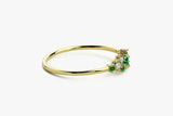 1ct Round Cut Green Emerald Cluster Minimal Engagement Ring 14k Yellow Gold Over