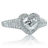 2.3ct Heart Cut Diamond Engagement Ring Split Shank Halo 14k White Gold Finish