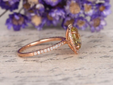 1.7ct Oval Cut Green Peridot Engagement Ring Diamond Halo 14k Rose Gold Finish