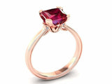 2ct Princess Cut Pink Ruby Bridal Set Band Engagement Ring 14k Rose Gold Finish