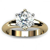 1ct Round Cut Diamond 6 Prong Classic Solitaire Engagement Ring 14k Gold Finish