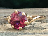 2ct Engagement Ring Round Cut Pink Ruby Swirl Solitaire 14k Yellow Gold Finish