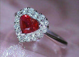 3.5ct Heart Cut Pink Ruby Diamond Halo Love Engagement Ring 14K White Gold Over