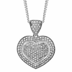 4ct Round Cut Diamond Puffed Iced Heart Pendant 14k White Gold Finish WITH CHAIN