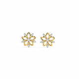 1ct Stud Earrings Round Cut Diamond Floral Design 14k Yellow Gold Finish