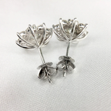 2.5ct Round Cut VVS1D Diamond Flower Cluster Stud Earrings 14k White Gold Finish