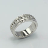 1.6ct Round Cut Diamond Half Eternity Mens Engagement Ring 14k White Gold Finish