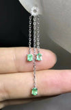 1.5ct Drop Earrings Oval Cut Green Emerald Chandelier 14k White Gold Finish