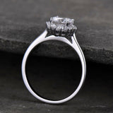 Flower Solitaire Engagement Ring 1ct Round Cut Diamond 14k White Gold Finish