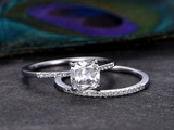 1.5ct Cushion Cut Diamond Engagement Ring 14k White Gold Finish Bridal Set Women